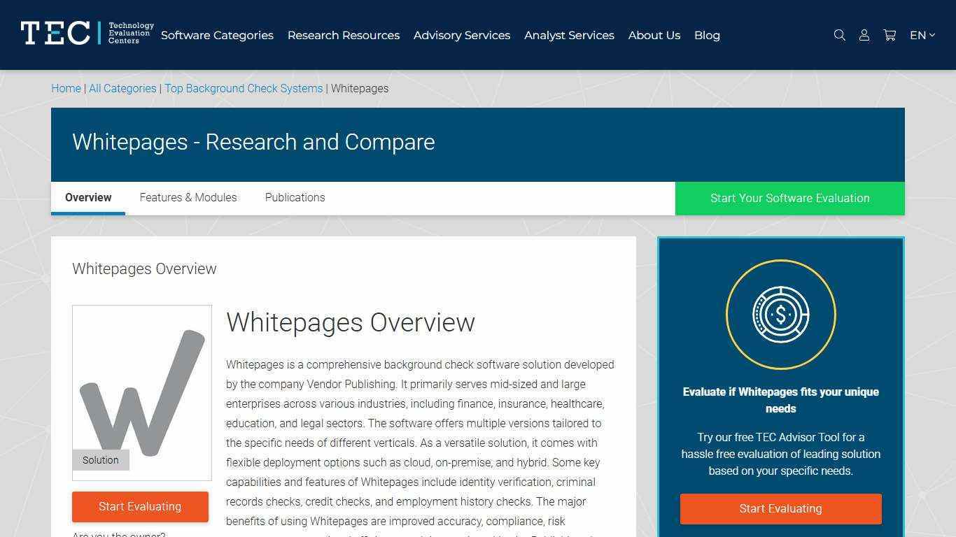 Whitepages - Analyst Reviews, Pricing & Features 2026